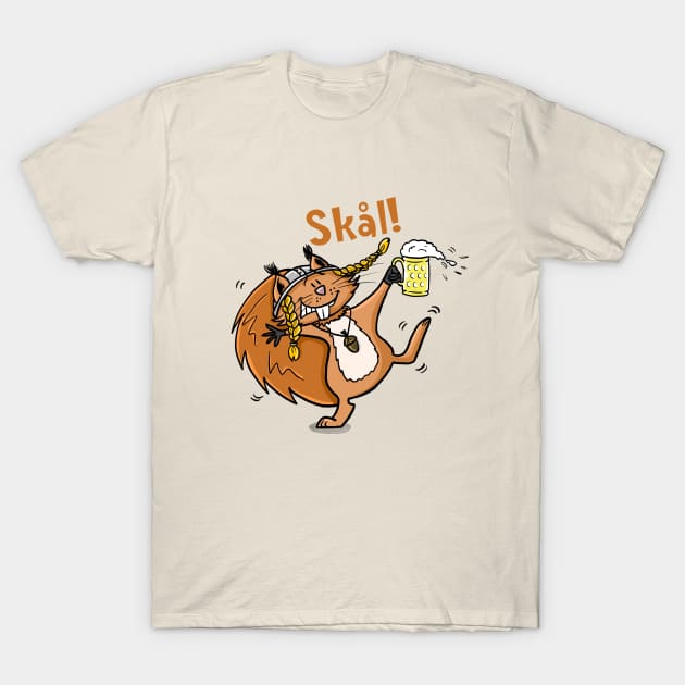 Skål! Funny Viking Squirrel T-Shirt by Hallo Molly
